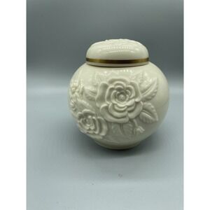 Lenox Porcelain 24 k Gold Trim Ginger Jar Raised Rose Pattern discolored due age